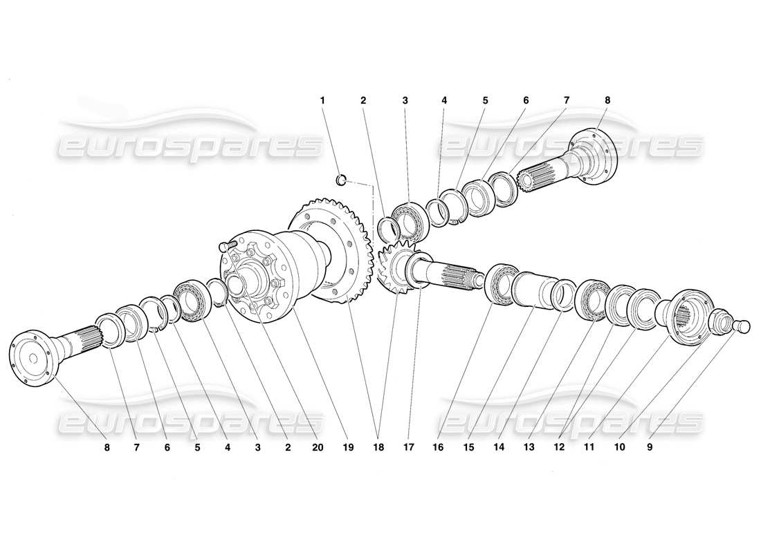 lamborghini diablo vt (1994) differenziale anteriore diagramma delle parti