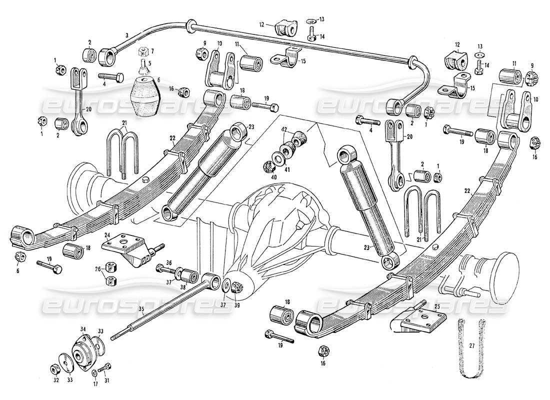 maserati mistral 3.7 diagramma delle parti della sospensione posteriore