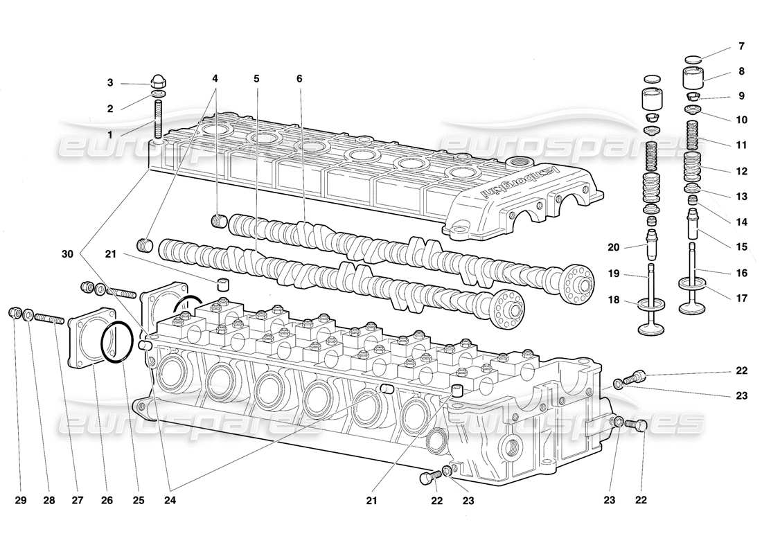 lamborghini diablo vt (1994) testata sinistra diagramma delle parti