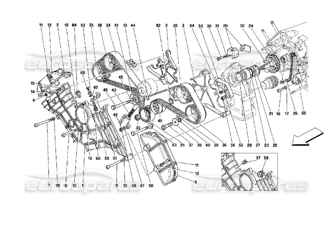 ferrari mondial 3.4 t coupe/cabrio tempistica: diagramma delle parti dei controlli