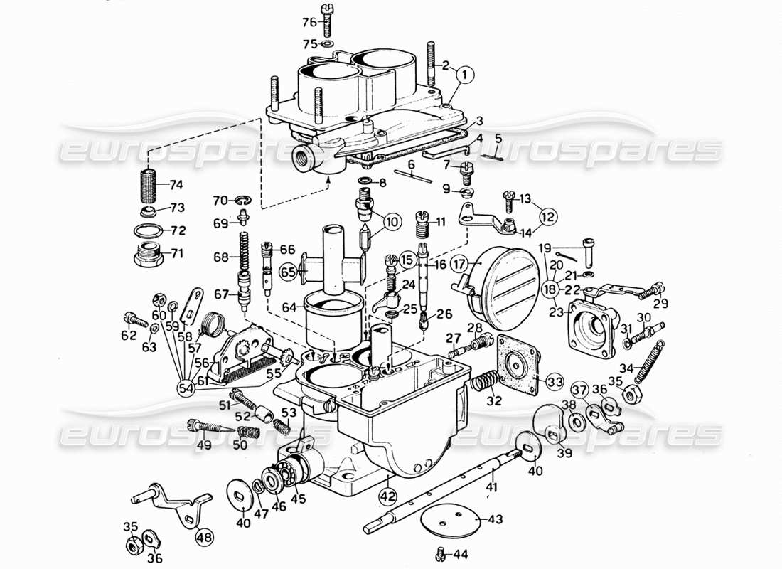 ferrari 206 gt dino (1969) diagramma delle parti del carburatore weber 40 dcnf-1