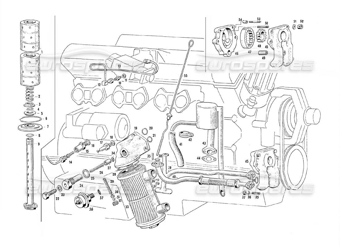 maserati mistral 3.7 lubrificazione del motore diagramma delle parti