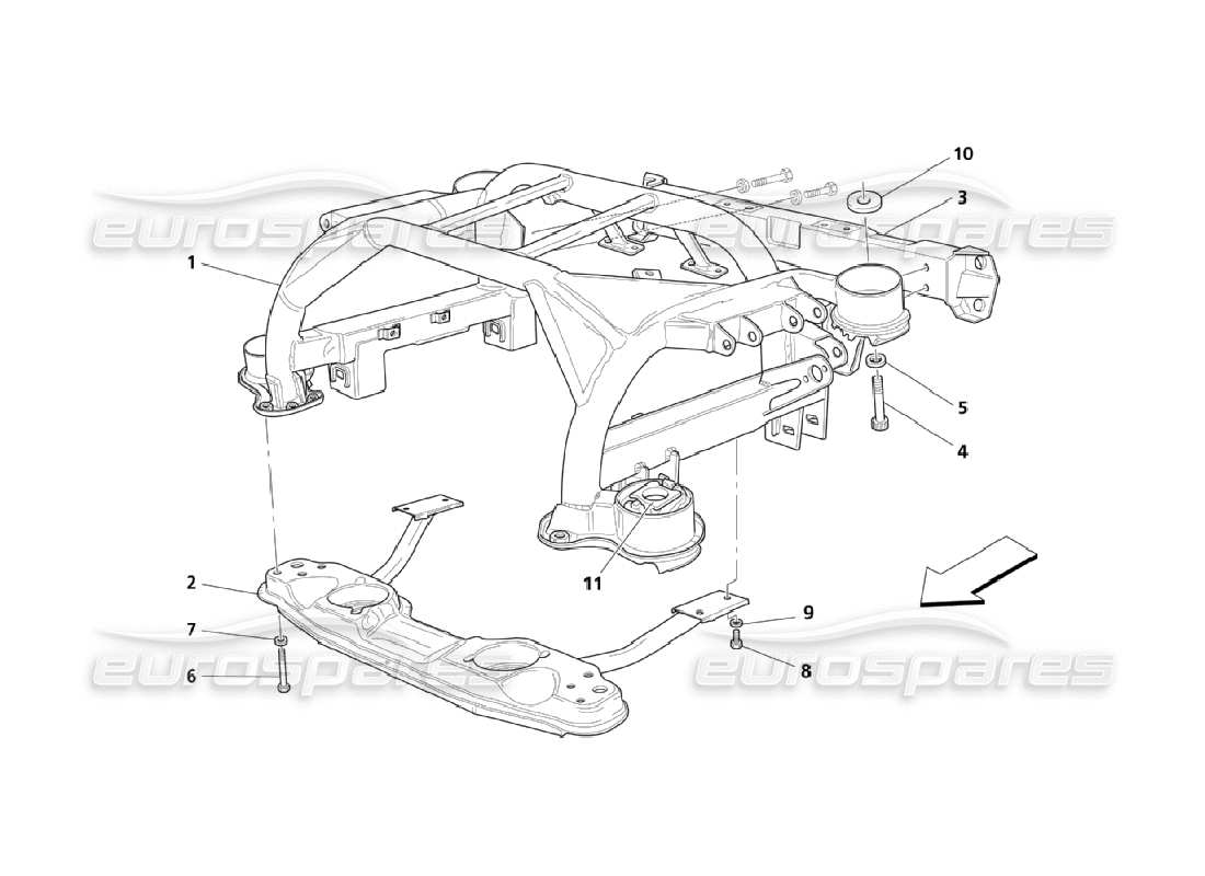 maserati qtp. (2006) 4.2 schema delle parti del telaio posteriore