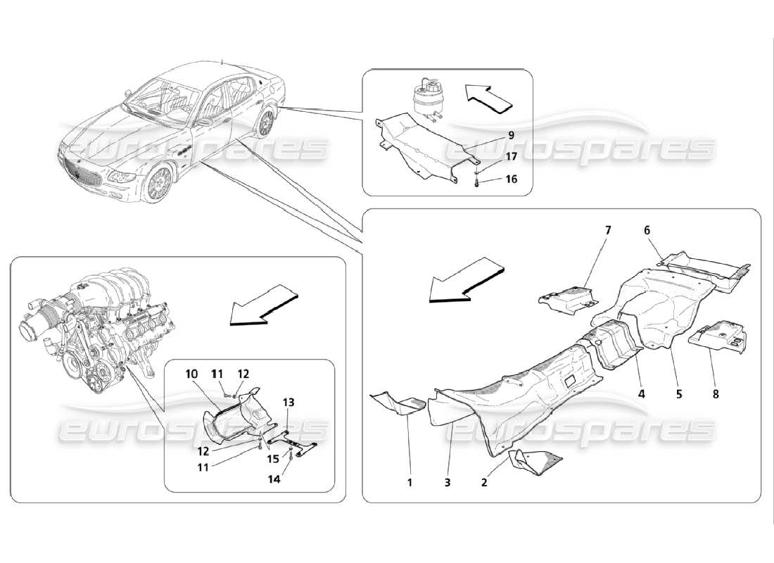 maserati qtp. (2006) 4.2 isolamenti termici nel diagramma delle parti dell'auto