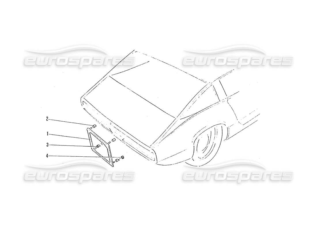 ferrari 365 gtc4 (coachwork) diagramma delle parti del portatarga posteriore