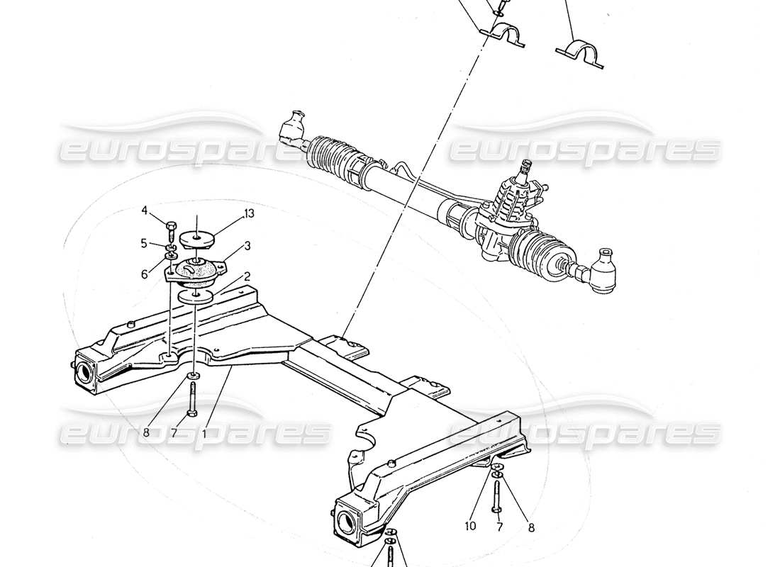 maserati 2.24v schema delle parti del sottotelaio anteriore e della scatola dello sterzo