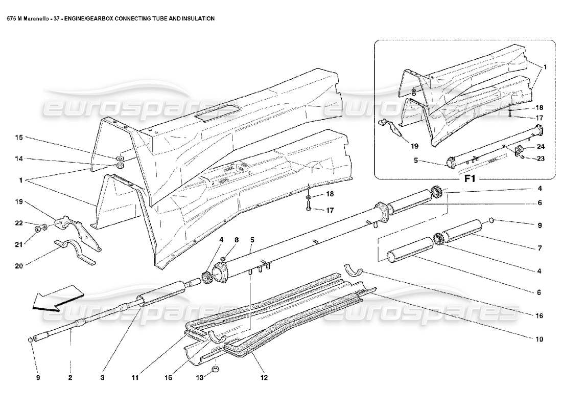 ferrari 575m maranello diagramma del tubo di collegamento e dell'isolamento del motore-cambio