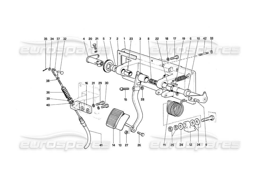 ferrari 412 (mechanical) controllo rilascio frizione - 412 m. diagramma delle parti con guida a destra