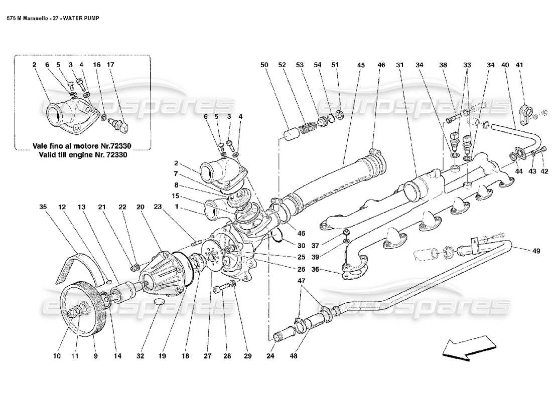 ferrari 575m maranello schema delle parti della pompa dell'acqua