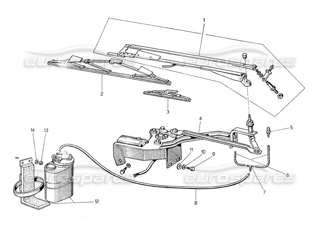 lamborghini countach lp400 tergicristallo diagramma delle parti