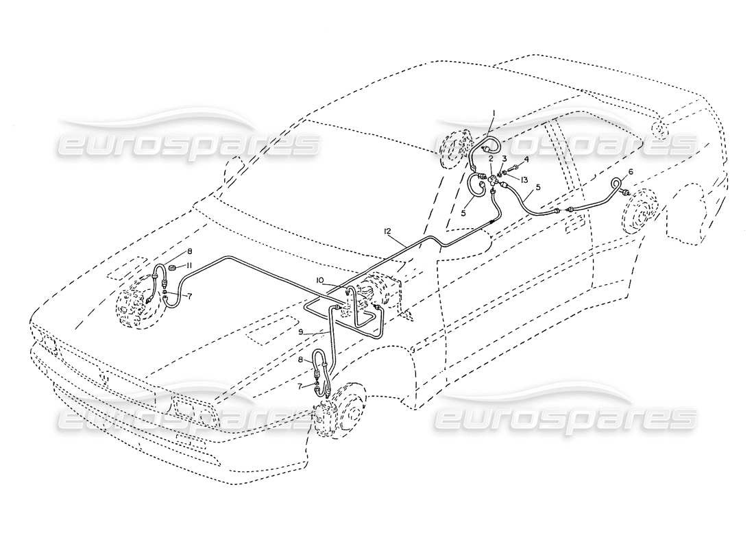 maserati ghibli 2.8 (non abs) diagramma delle parti delle tubazioni di potenza