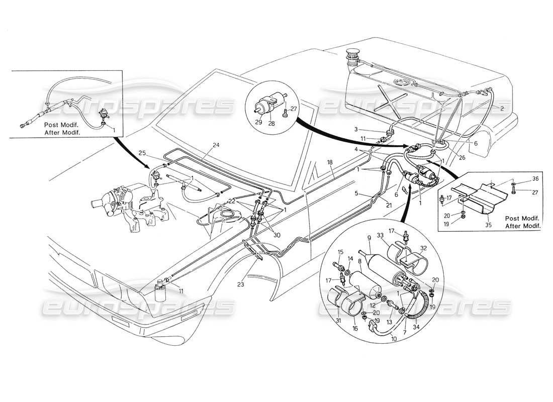 maserati biturbo spider diagramma delle parti dei tubi del carburante