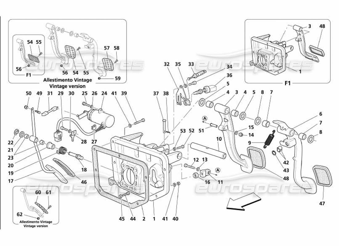maserati 4200 coupe (2005) pedali e controllo elettronico dell'acceleratore -non per gd- diagramma delle parti