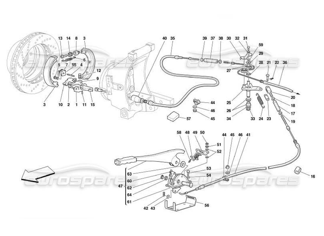 ferrari 550 barchetta diagramma delle parti del controllo del freno a mano