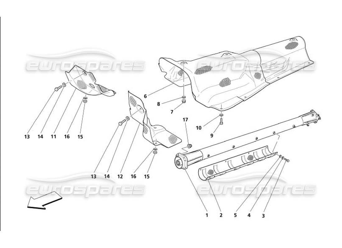 maserati 4200 coupe (2005) diagramma delle parti del tubo di collegamento e degli isolamenti motore-trasmissione