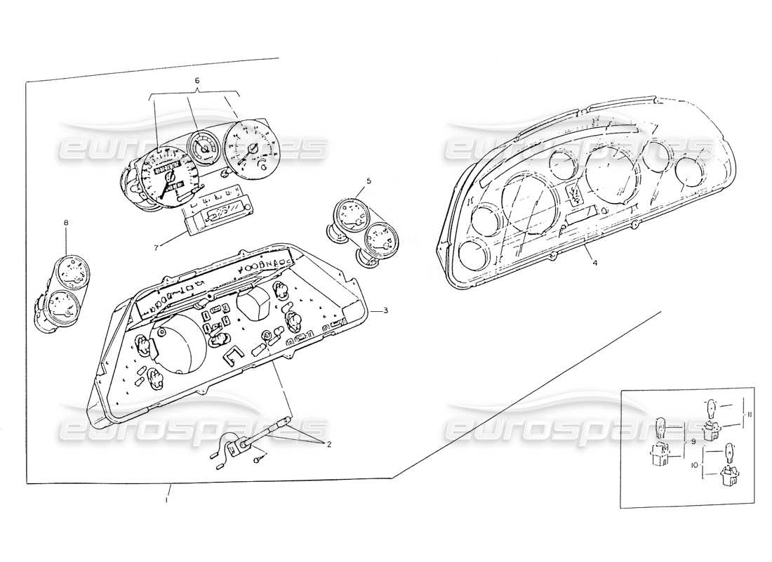 maserati ghibli 2.8 (non abs) scheda strumenti diagramma delle parti