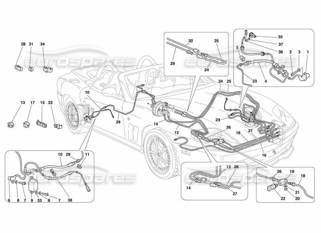ferrari 550 barchetta sistema frenante -vale per gd- diagramma delle parti