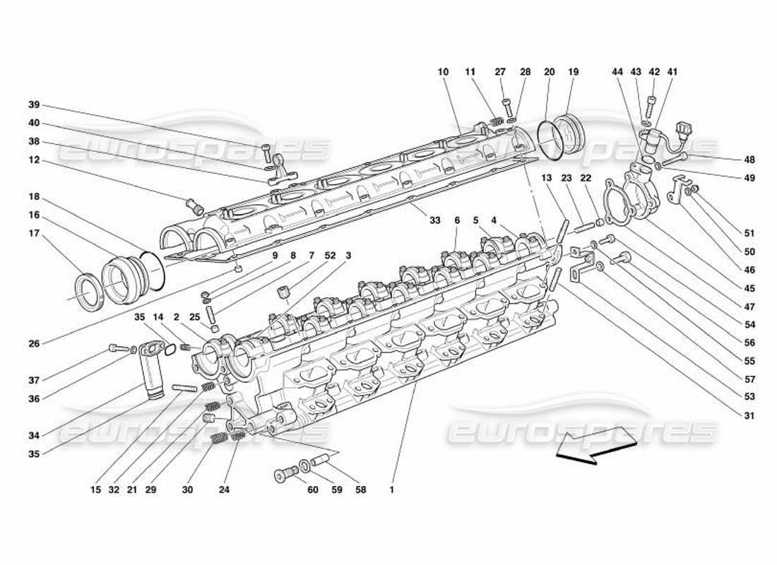 ferrari 550 barchetta schema delle parti della testata destra