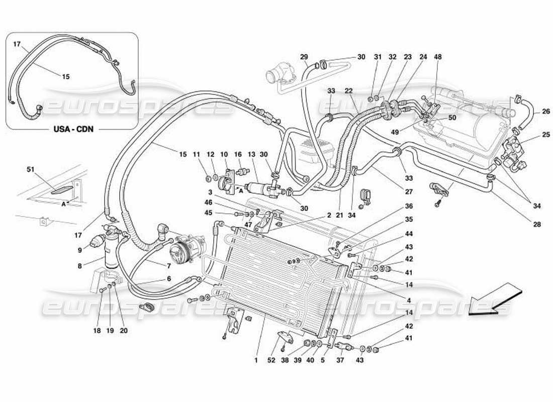 ferrari 550 barchetta sistema di aria condizionata diagramma delle parti