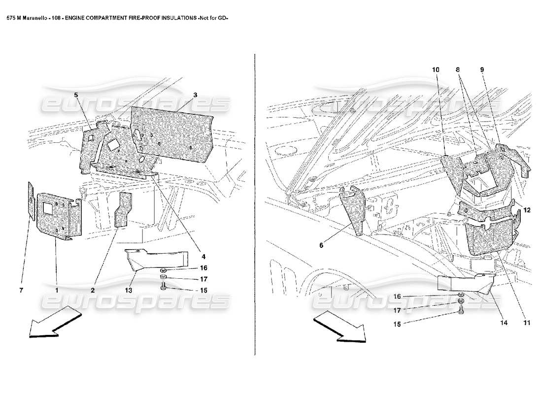 ferrari 575m maranello isolamenti ignifughi del vano motore non per diagramma delle parti gd