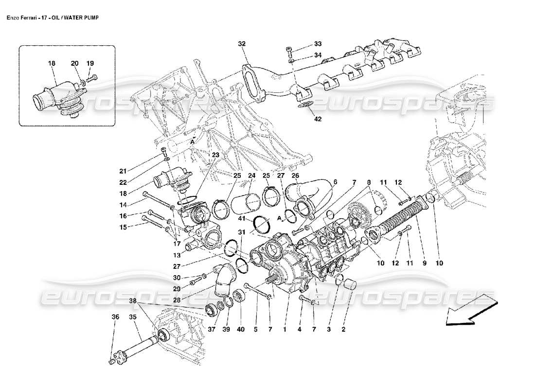 ferrari enzo schema delle parti della pompa olio-acqua