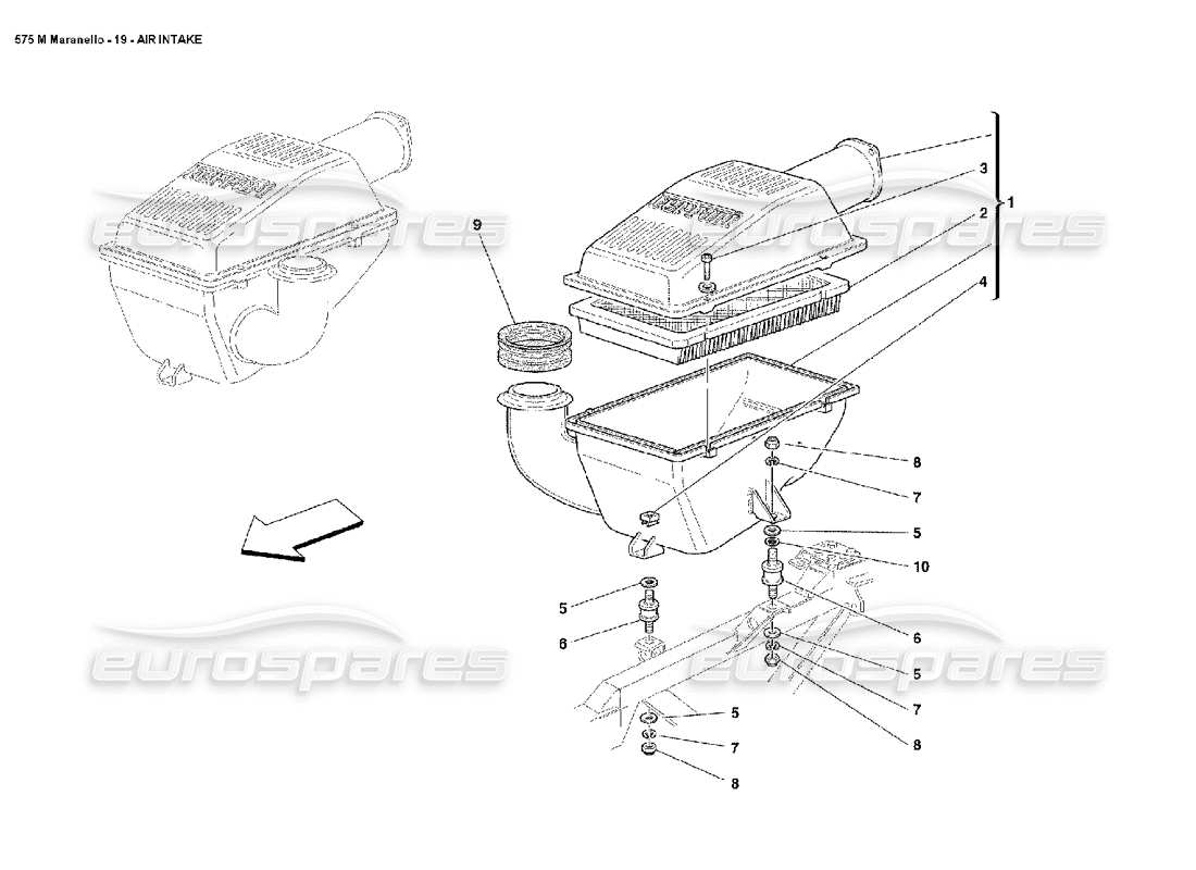 ferrari 575m maranello schema delle parti della presa d'aria