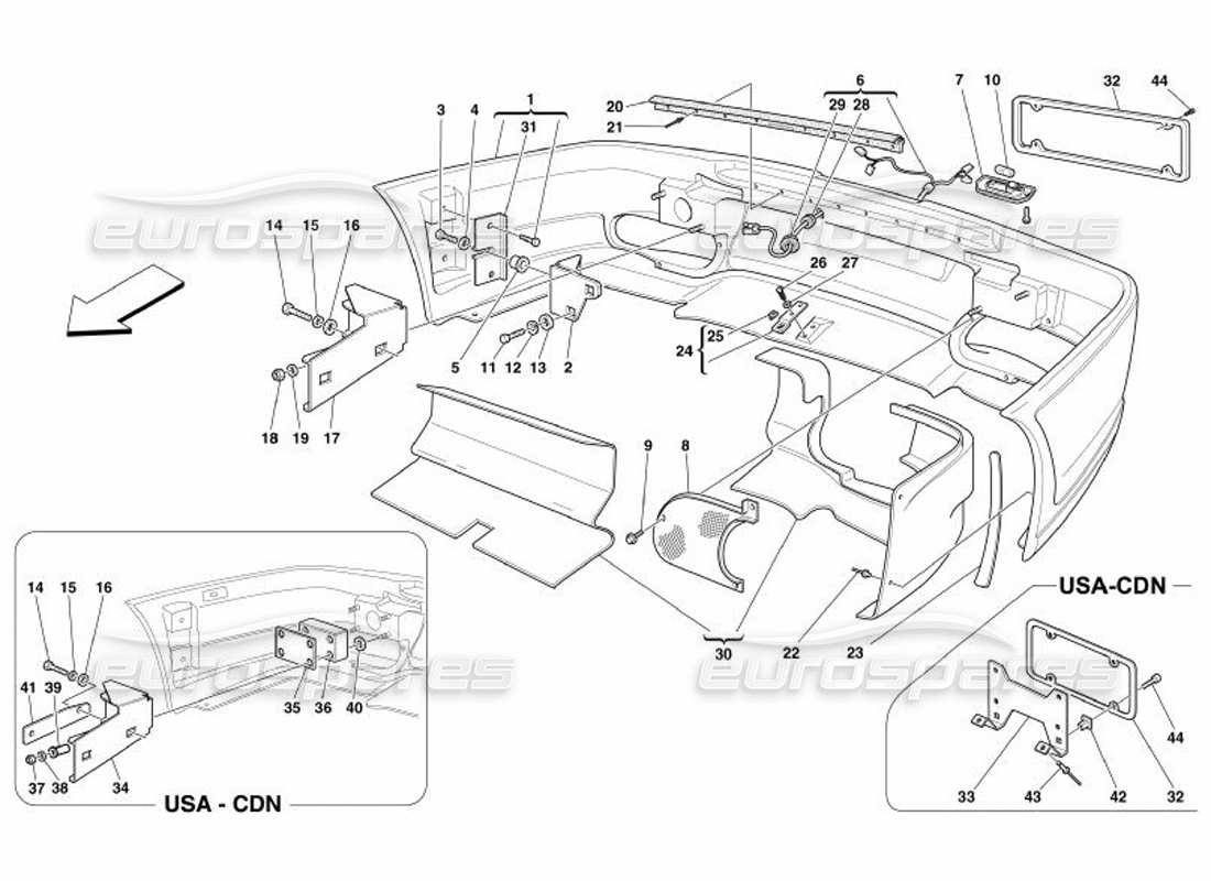 ferrari 575 superamerica paraurti posteriore diagramma delle parti
