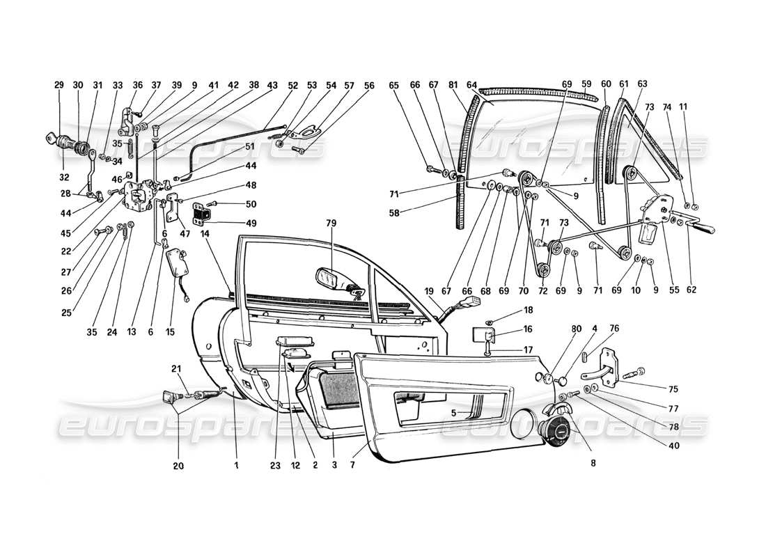 ferrari 512 bbi porte diagramma delle parti