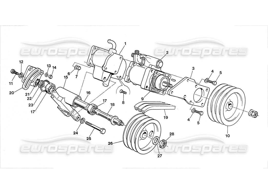 lamborghini lm002 (1988) schema delle parti della pompa dell'olio dello sterzo