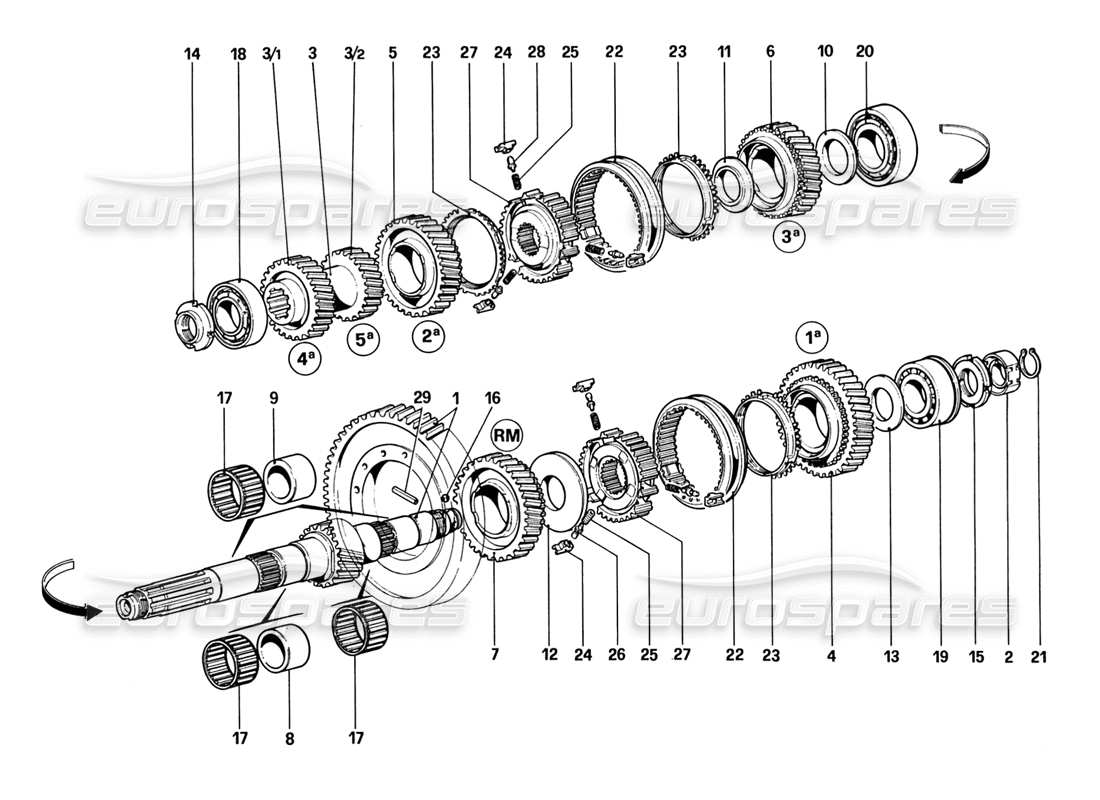 ferrari 328 (1988) ingranaggi dell'albero di rinvio diagramma delle parti