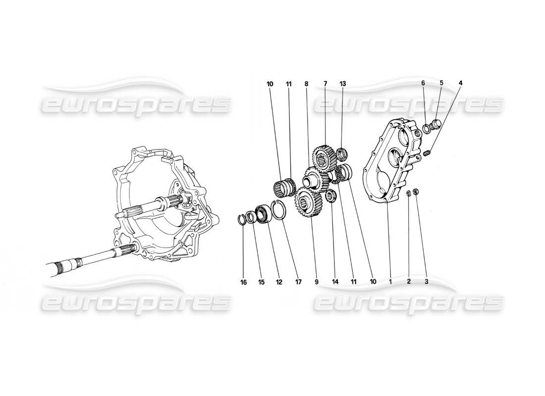 ferrari 208 turbo (1982) trasmissione del cambio diagramma delle parti