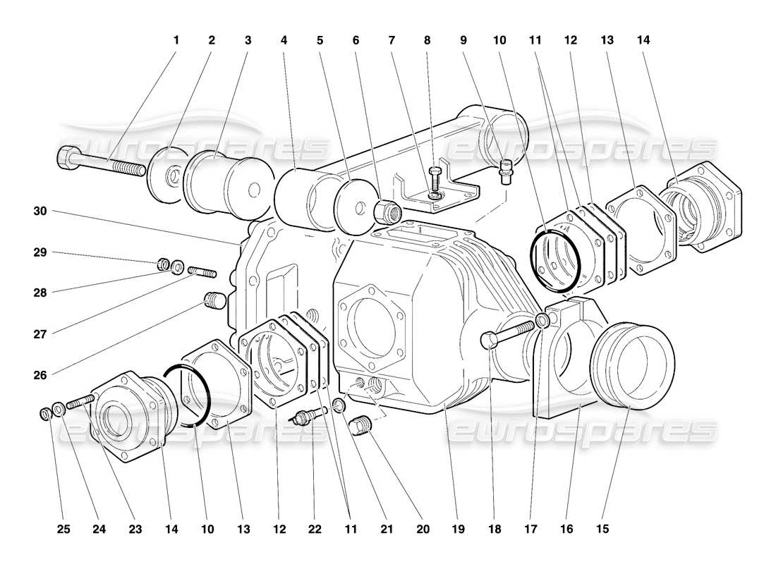 lamborghini diablo vt (1994) custodia differenziale anteriore diagramma delle parti