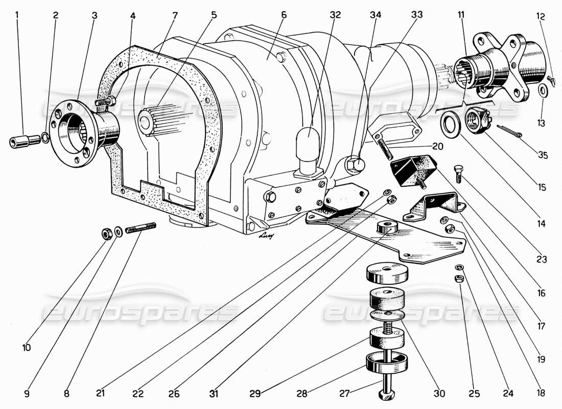 ferrari 330 gt 2+2 overdrive e bloccaggio del cambio diagramma delle parti