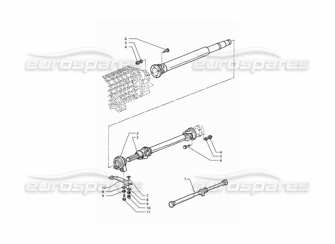 maserati ghibli 2.8 (abs) albero dell'elica e supporto diagramma delle parti