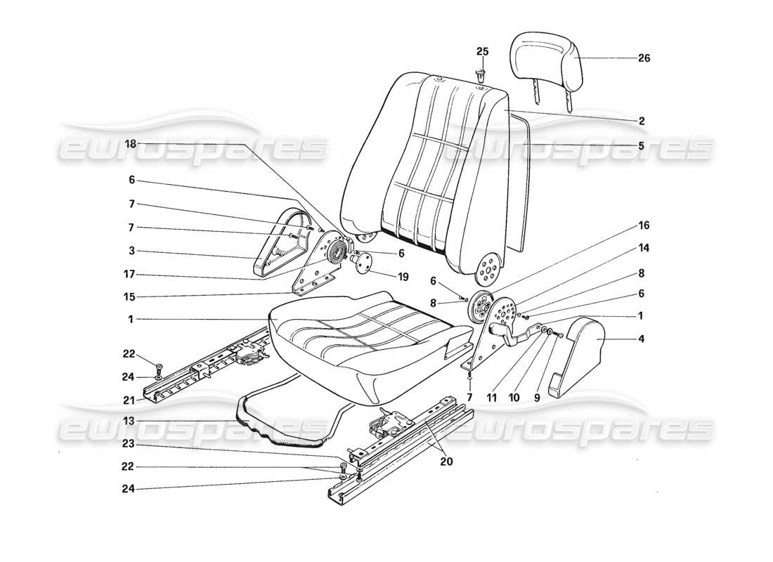 ferrari 328 (1988) diagramma delle parti del sedile
