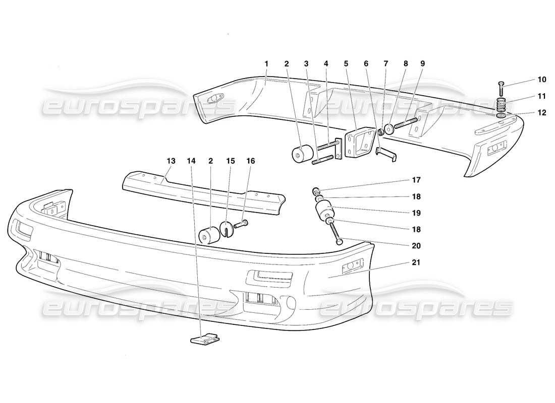 lamborghini diablo vt (1994) paraurti (valido per l'australia - versione rh d. - aprile 1994) diagramma delle parti