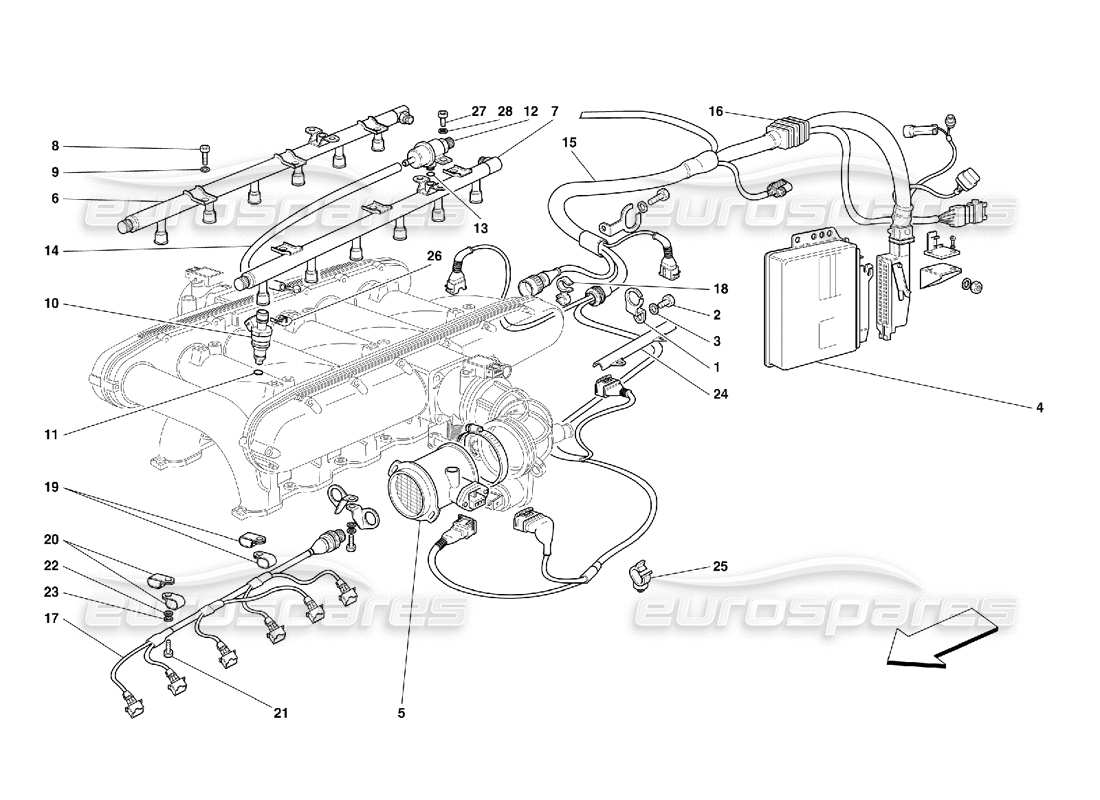 ferrari 456 gt/gta dispositivo di iniezione diagramma delle parti