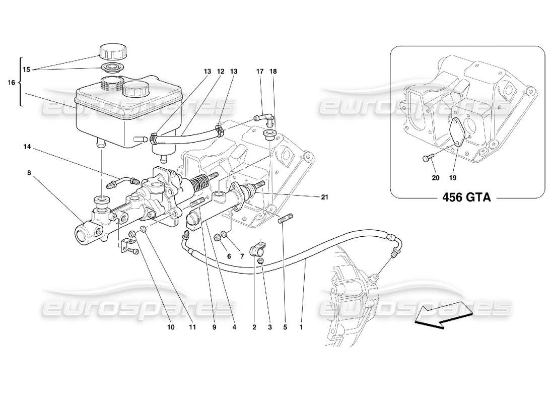 ferrari 456 gt/gta impianto idraulico freno e frizione: valido per lo schema delle parti gd