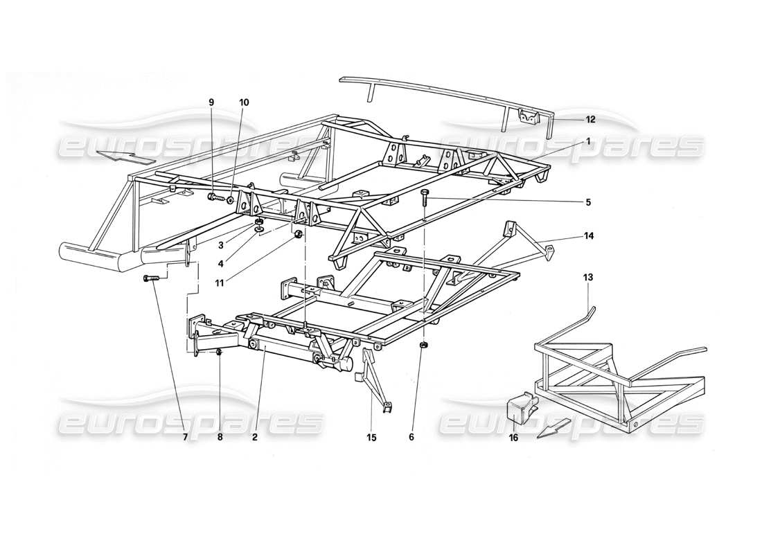ferrari testarossa (1990) telaio posteriore diagramma delle parti