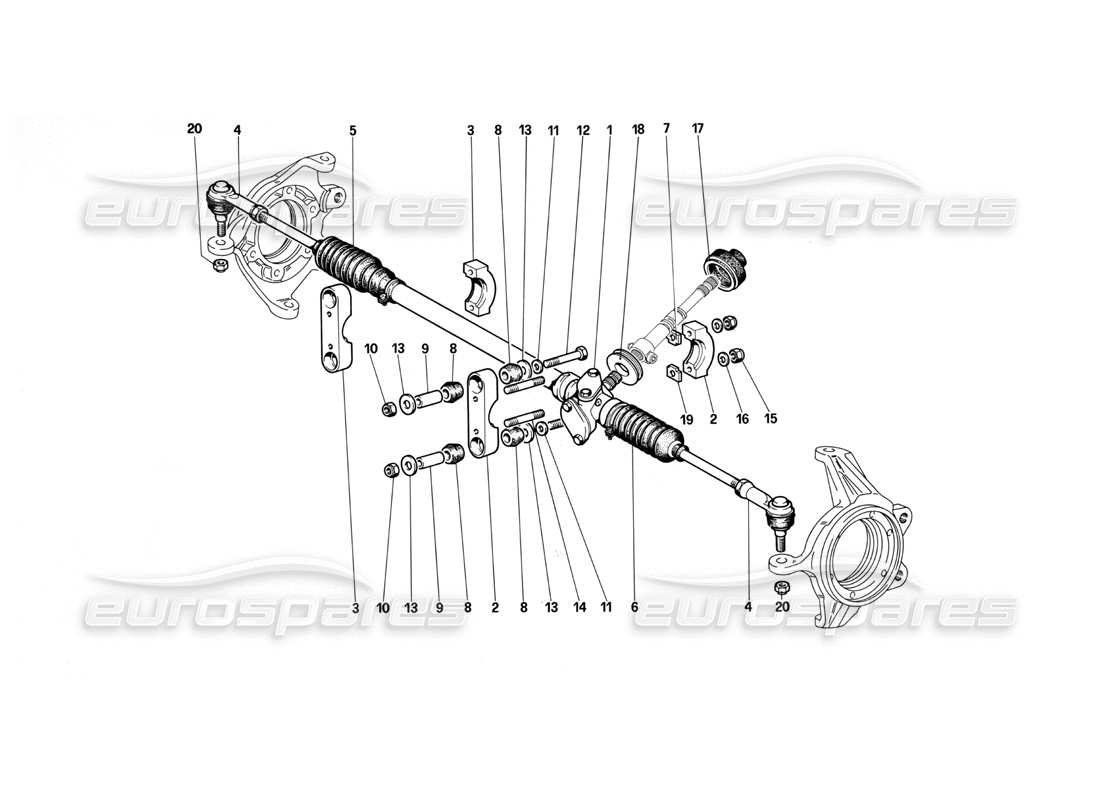 ferrari testarossa (1990) scatola sterzo e collegamento diagramma delle parti