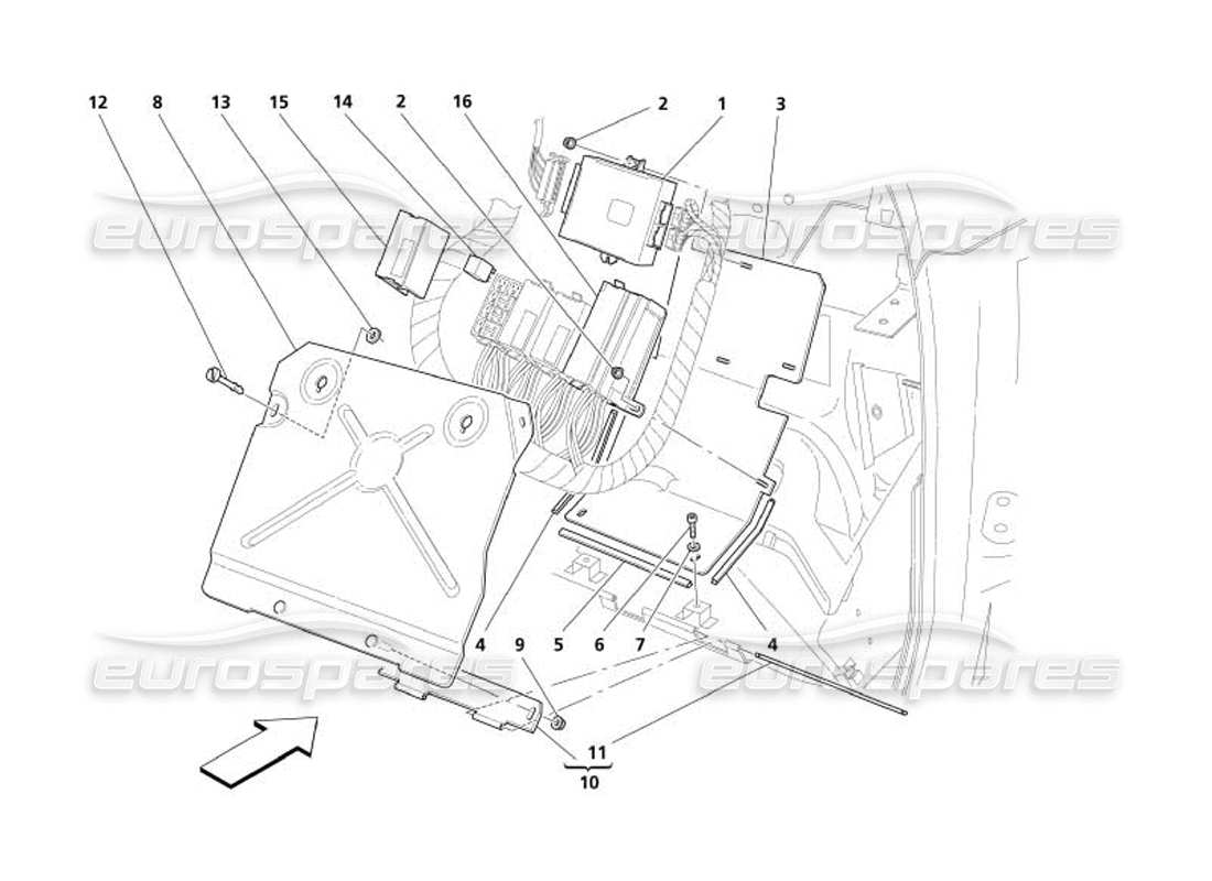 maserati 4200 spyder (2005) schema delle parti delle unità di controllo lato passeggero