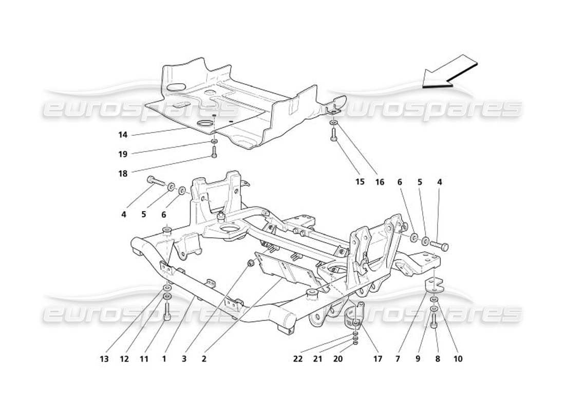 maserati 4200 spyder (2005) diagramma delle parti delle protezioni sottotelaio e sottomotore anteriori