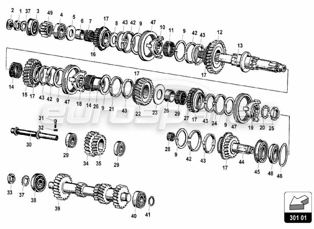 lamborghini miura p400 assemblaggio dell'albero diagramma delle parti