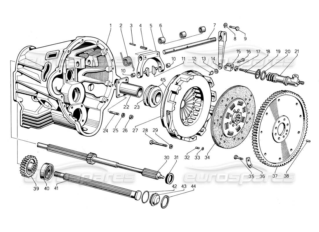 lamborghini countach 5000 qvi (1989) diagramma della parte della frizione