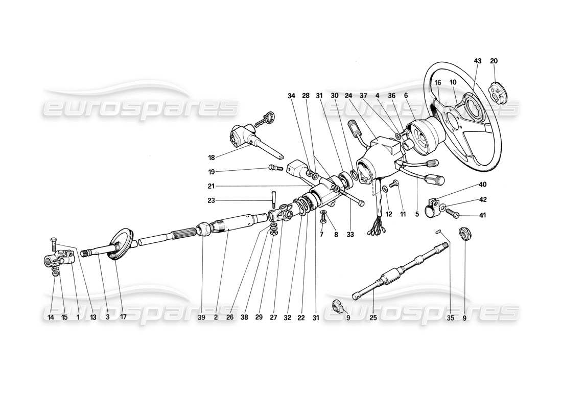 ferrari 400i (1983 mechanical) controllo dello sterzo diagramma delle parti