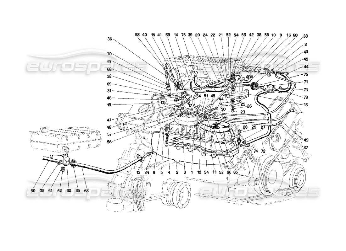 ferrari mondial 3.2 qv (1987) diagramma delle parti delle linee dei distributori di carburante (non per la versione usa e ch87).