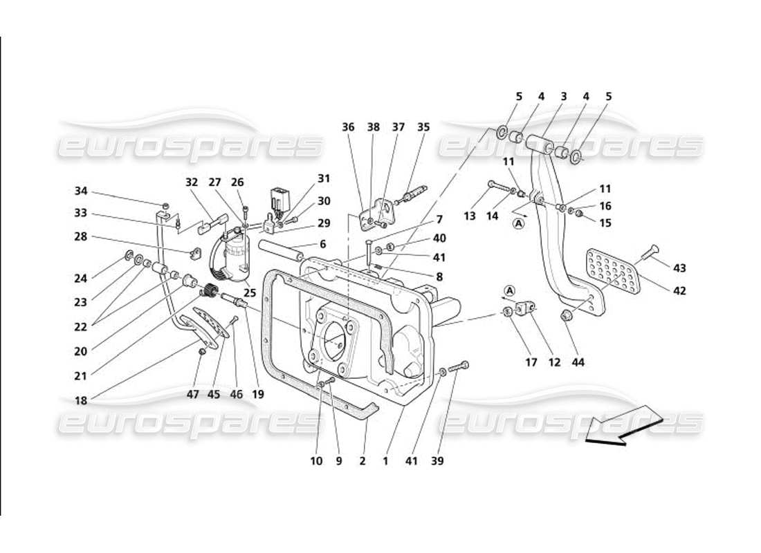 maserati 4200 gransport (2005) pedali e controllo elettronico dell'acceleratore -valido per gd- diagramma delle parti