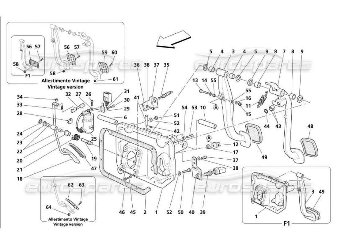 maserati 4200 coupe (2005) pedali e controllo elettronico dell'acceleratore -valido per gd- diagramma delle parti