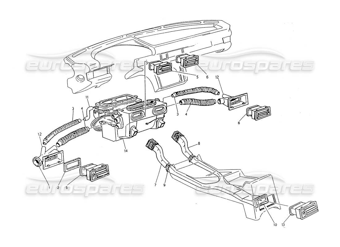 maserati 418 / 4.24v / 430 ventilazione dell'abitacolo diagramma delle parti