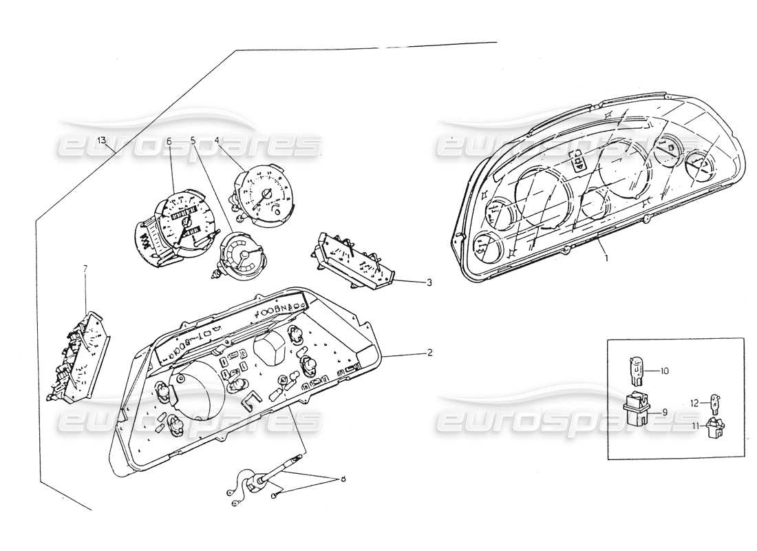 maserati 418 / 4.24v / 430 quadro strumenti, jaeger diagramma delle parti